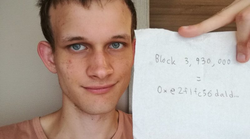 Vitalik Buterin él és az ethereum blokkláncot használta bizonyításképpen