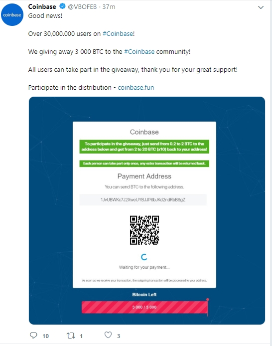 Hamis Coinbase promóció