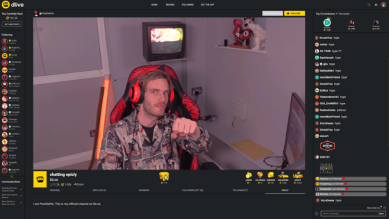 Otthagyta a YouTube-ért PewDiePie a DLive decentralizált videómegosztó platformot