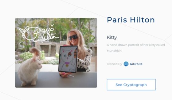 Paris Hilton Ethereum-alapú műalkotást árul 5 millió forintért – természetesen a macskájáról