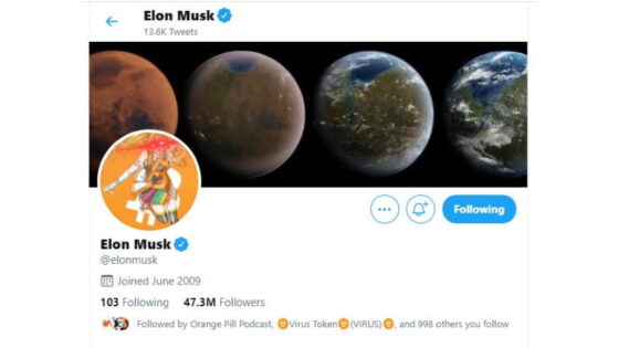 Musk bitcoinra módosította a Twitter profil képét