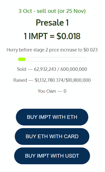 IMPT token előértékesítés