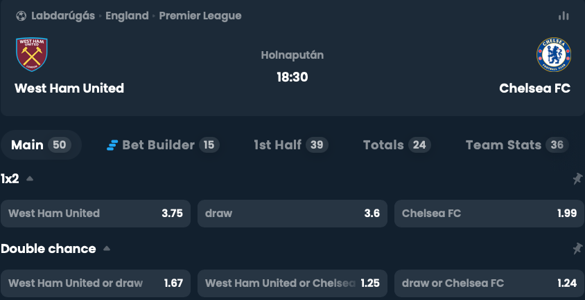 Mega Dice West Ham Chelsea