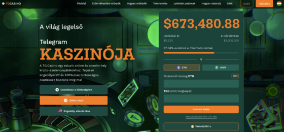 Élesre váltott a TGC token, a tulajdonosok már játszhatnak a TG.Casino-ban